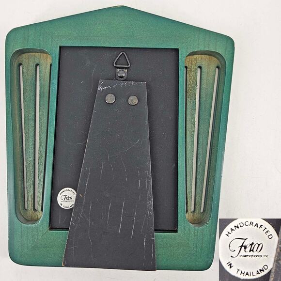 Vintage green art deco style Fetco cutout Wood Photo Picture Frame - Picture 3 of 3